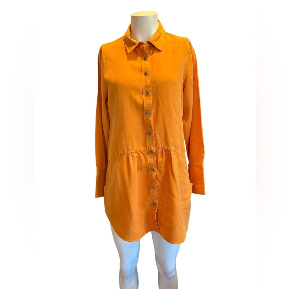 Soft Surroundings Easy Tencel Tunic Top Women’s Size M Petite Peplum Pockets